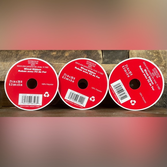 3 Wired Ribbon & 1 Roll Christmas Polypropylene Mesh Ribbon - Picture 10 of 11